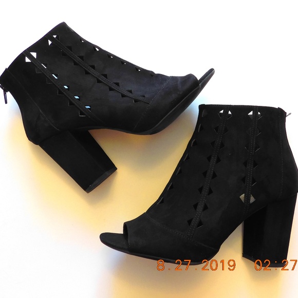 Brash Shoes - Brash Perforated Peep Toe Bootie